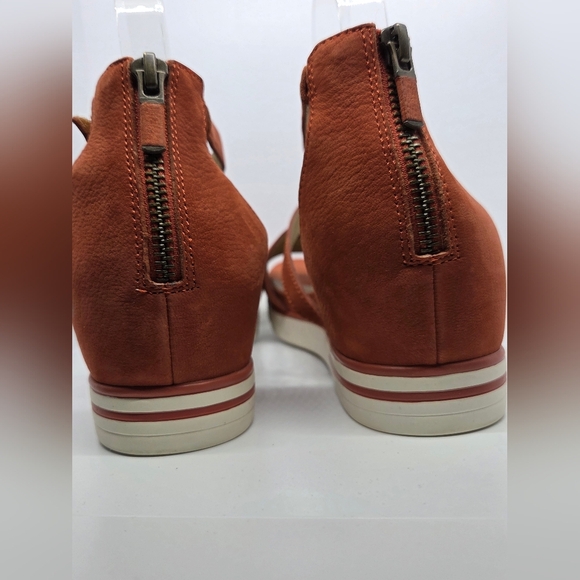 Eileen Fisher Sally Orange Nubuck Leather Strappy Sandals Sz 9.5 Summer Casual - Picture 8 of 14